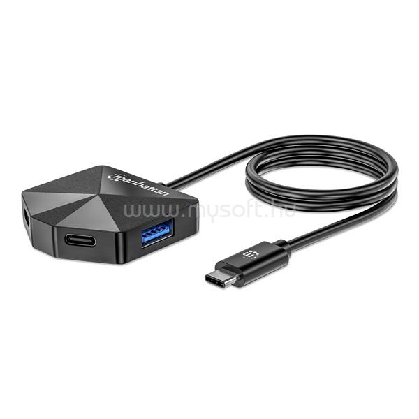 MANHATTAN USB HUB - 4db USB 3.0 Type-C / Type-A Combo Hub 2x2, Fekete