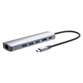 MANHATTAN USB HUB - USB-C PD 6-in-1 Type-C to HDMI, 3db USB-A, USB-C PD(100W) és Gigabit RJ45 MANHATTAN_153959 small