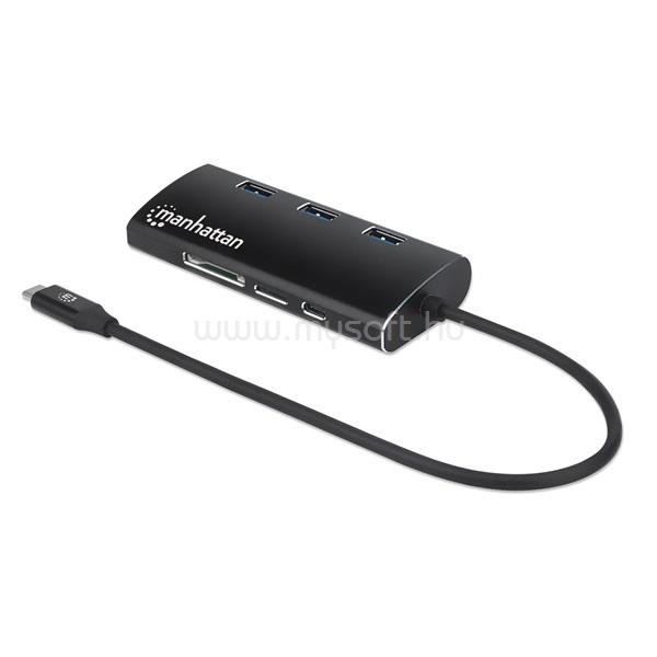 MANHATTAN USB HUB- USB-C Male to HDMI, 3db USB-A Ports, USB-C, Gigabit RJ45 Port és SD/MicroSD