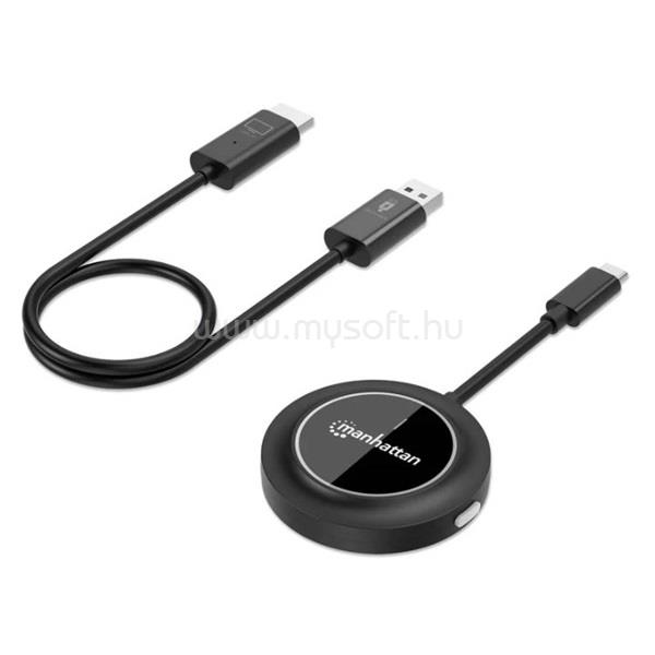 MANHATTAN Vezeték nélküli videójel átjátszó - 1080p@60Hz, USB-C jeltovábbító - HDMI-USB-A jelátvevő (fekete)