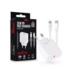 MAXLIFE ML738416 PD+QC 20W Type-C fehér gyorstöltő adapter + Type-C/Lightning kábel ML738416 small