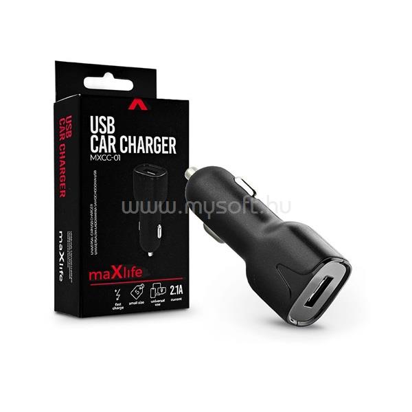 MAXLIFE TF-0018 2,1A univerzális USB fekete autós töltő