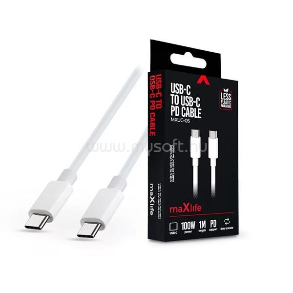 MAXLIFE TF-0181 100W USB Type-C apa-apa adat- és töltőkábel 1 m (fehér)