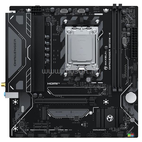 MAXSUN Alaplap - AMD MS-CHALLENGER B850M-K WIFI AM5 (B850, mATX, 2xDDR5 8000MHz, 2xSATA3, M.2, HDMI)