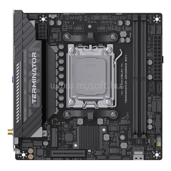 MAXSUN Alaplap - AMD MS-TERMINATOR B850M PRO II WIFI7 AM5 (B850, mATX, 4xDDR5 8000MHz, 2xSATA3, 3xM.2, HDMI, DP)