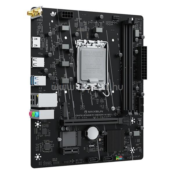 MAXSUN Alaplap - Intel MS-CHALLENGER H610M-H V1 WIFI s1700 (H610, mATX, 2xDDR4 3200MHz, 2xSATA3, M.2, HDMI, D-sub)