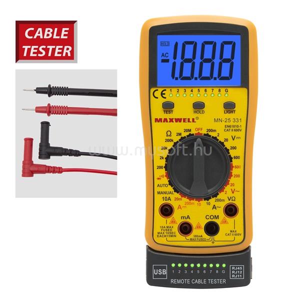 MAXWELL 25331 digitális multiméter Kábelteszt funkcióval