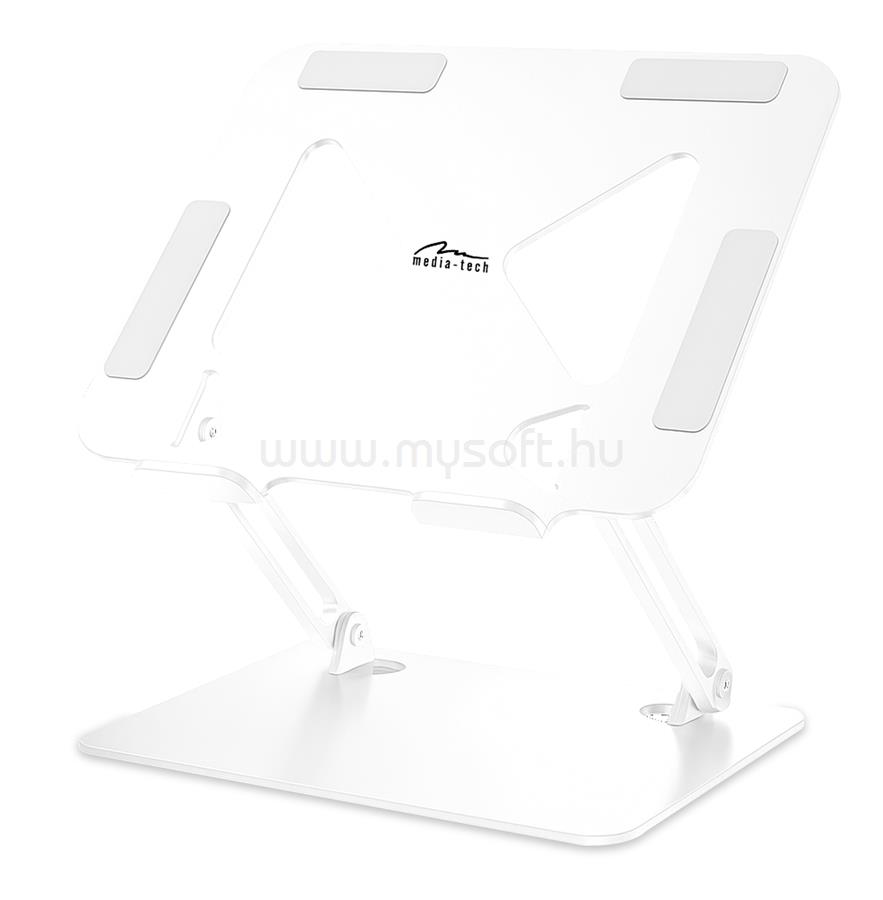 MEDIA-TECH Állítható, ergonomikus laptopállvány 10-17 hüvelykes laptopokhoz, fehér