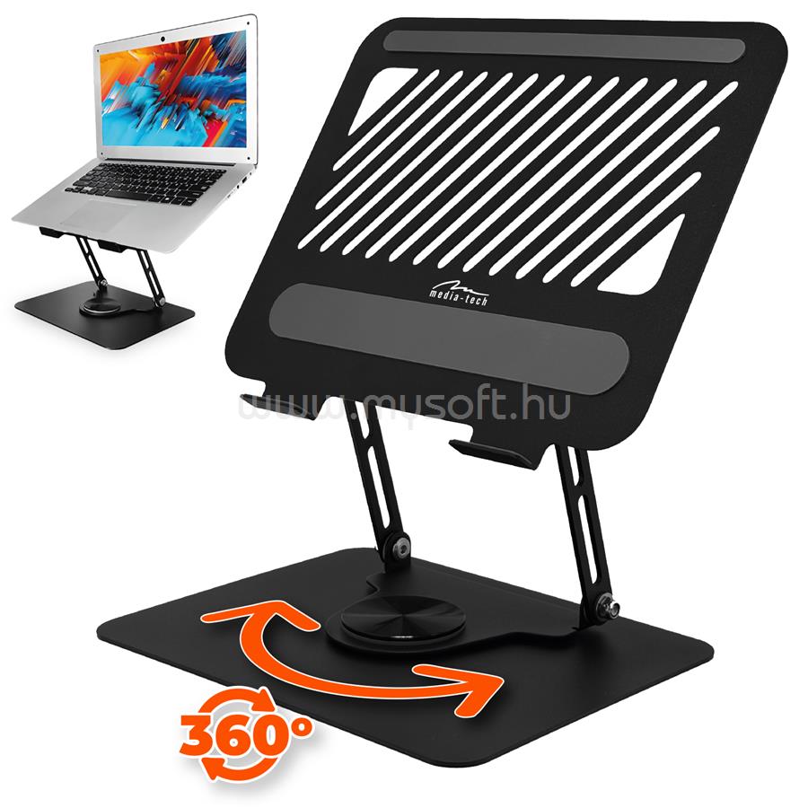 MEDIA-TECH ROTO állítható, forgatható, ergonomikus laptopállvány 10-17"