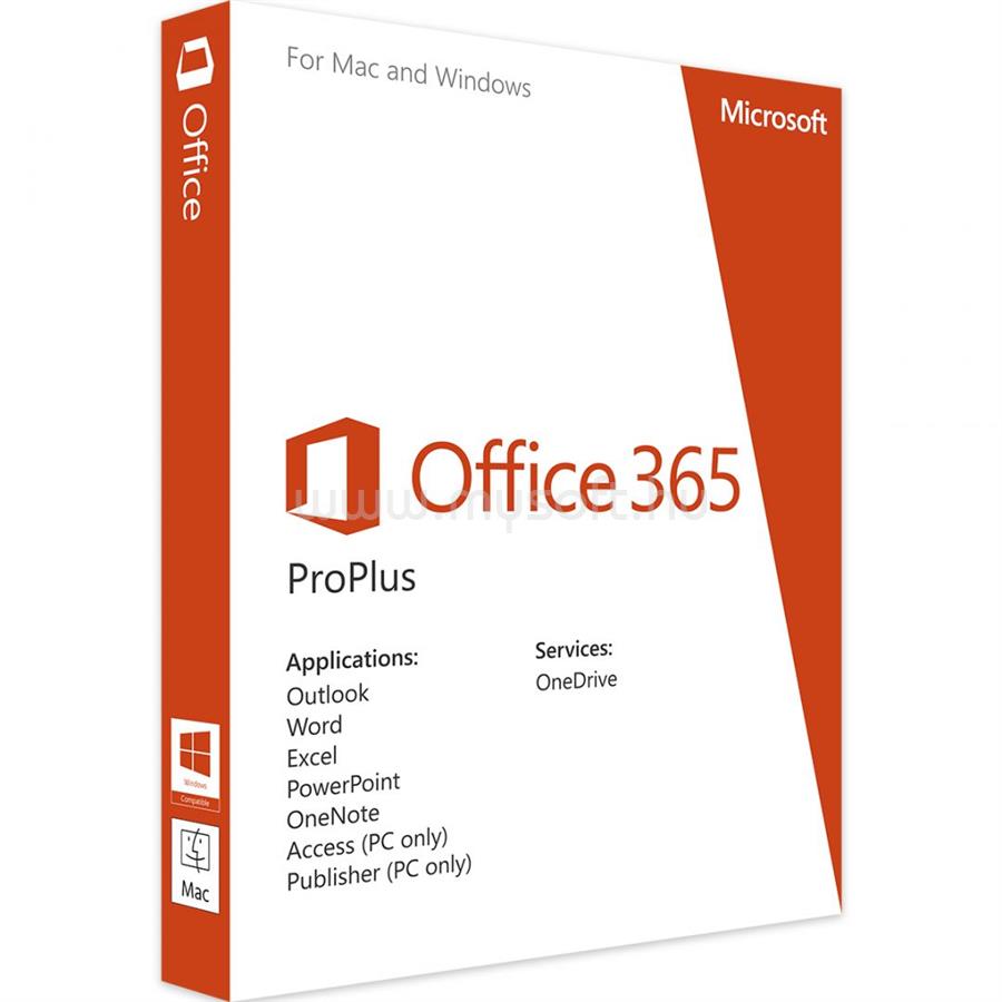 MICROSOFT Office 365 Professional Plus 1 felhasználó, 5 eszköz, örök licenc