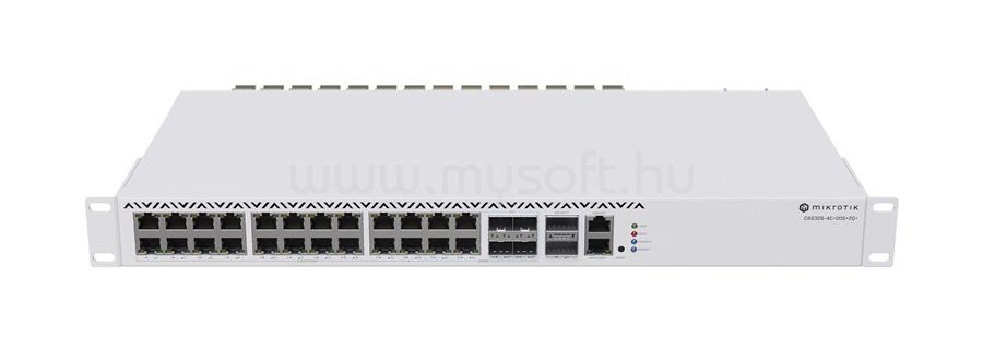 MIKROTIK CRS326-4C+20G+2Q+R rackbe szerelhető switch, 20x2.5Gbit RJ45, 4xSFP+, 2xQSFP+ 40 Gbit foglalat