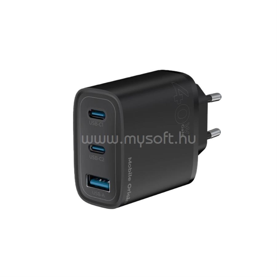 MOBILE ORIGIN GaN 40W Wall Charger MO13, black 1 USB-A + 2 USB-C Black
