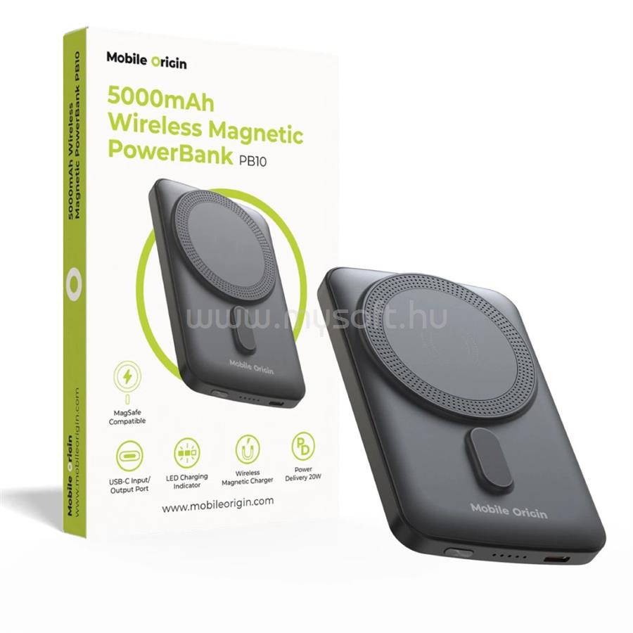 MOBILE ORIGIN Wireless Magnetic PowerBank 5000mAh Black