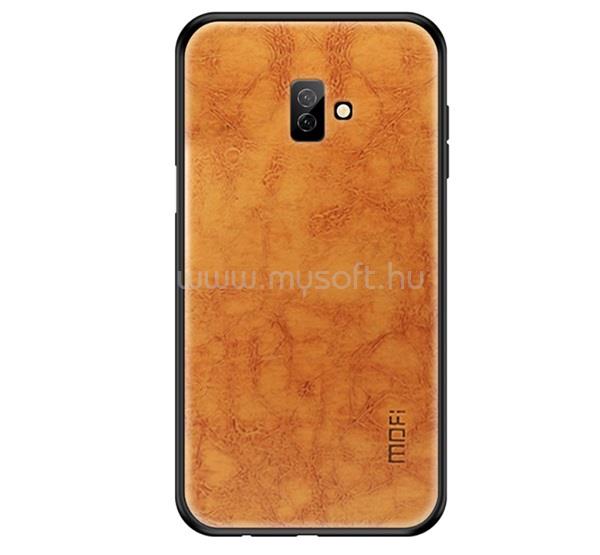 MOFI Samsung J6 Plus MOFI szilikon telefonvédő bőr hatású hátlap BARNA
