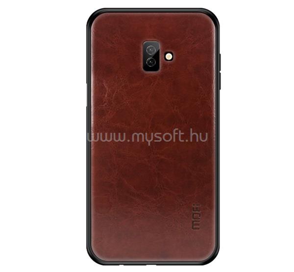 MOFI Samsung J6 Plus MOFI szilikon telefonvédő bőr hatású hátlap SÖTÉTBARNA
