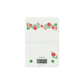 MOMERT 6859 digitális, kalocsai mintás, üveglapos konyhamérleg,  Precíziós mérési rendszer, tára funkció, LCD kijelző MOMERT_6859 small