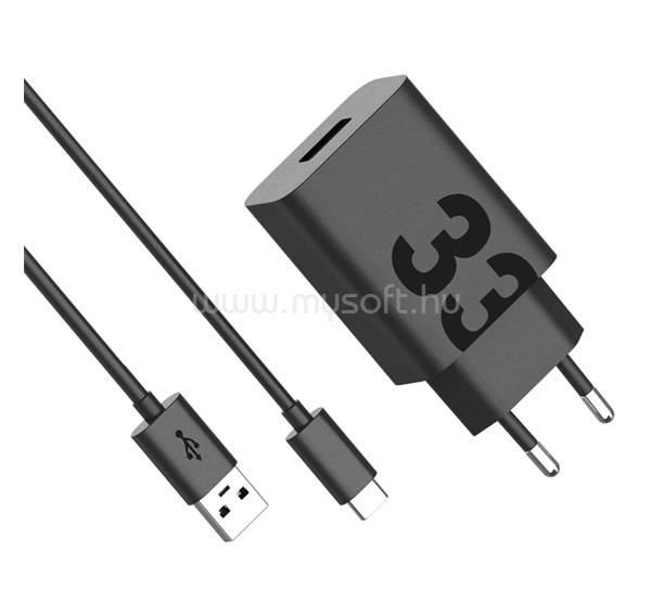 MOTOROLA MOTOROLA TURBOPOWER hálózati töltő USB aljzat 33W, gyorstöltő + Type-C kábel, FEKETE