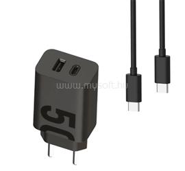 MOTOROLA MOTOROLA TURBOPOWER hálózati töltő USB+Type-C aljzat 50W, PD gyorstöltő + Type-C kábel, FEKETE MOTOCHAR50W small