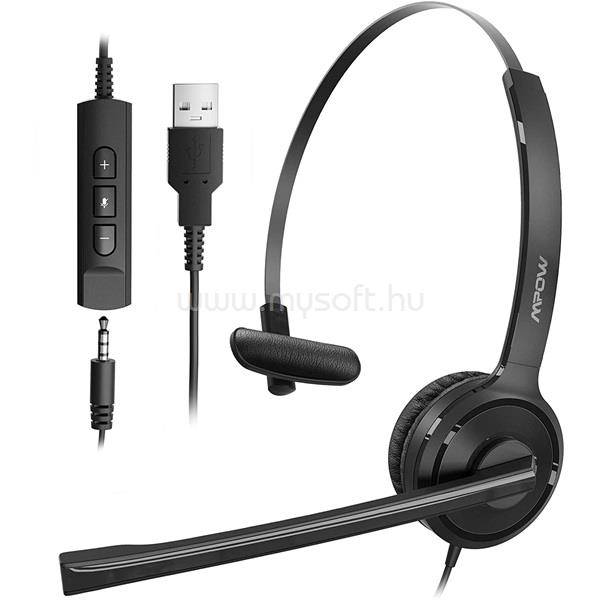 MPOW 323 Single-Sided Business vezetékes fekete mono headset