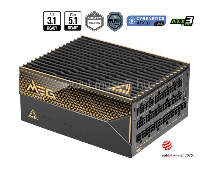 MSI MEG Ai1600T PCIE5 80+ Platinum 1600W tápegység
