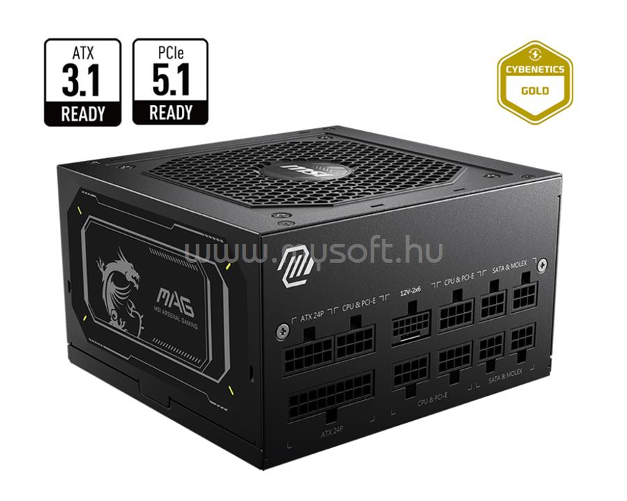 MSI tápegység MAG A750GL PCIE5 II 750W moduláris Gen 5.0 V2  80+ Gold