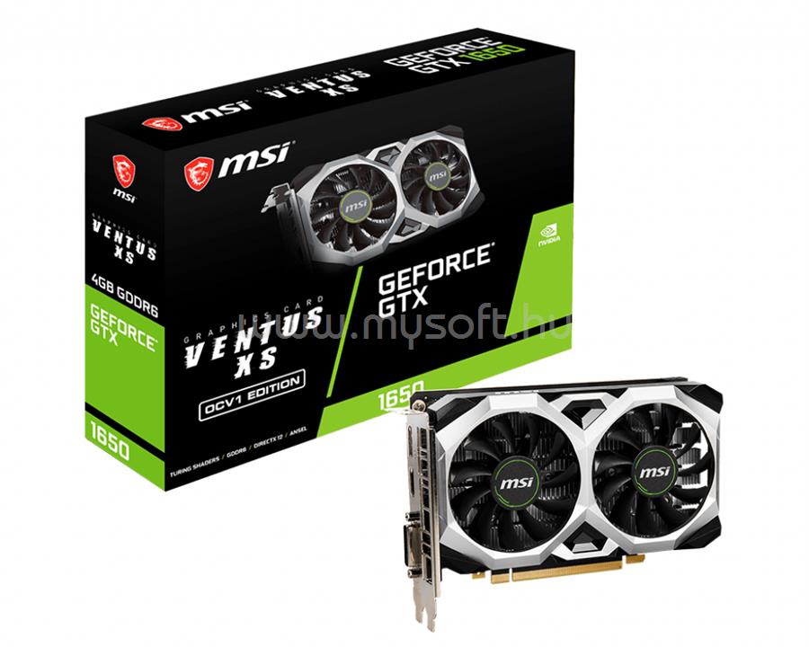 MSI Videokártya  nVidia GeForce GTX 1650 D6 VENTUS XS 4GB DDR6 OC