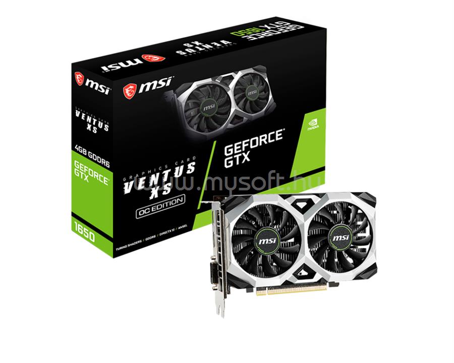 MSI Videokártya nVidia GeForce GTX 1650 D6 VENTUS XS 4GB GDDR6 OC