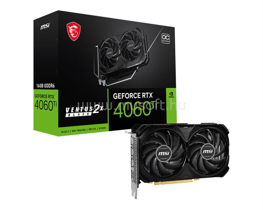 MSI Videokártya nVidia GeForce RTX 4060 TI VENTUS 2X BLACK 16GB DDR6 OC