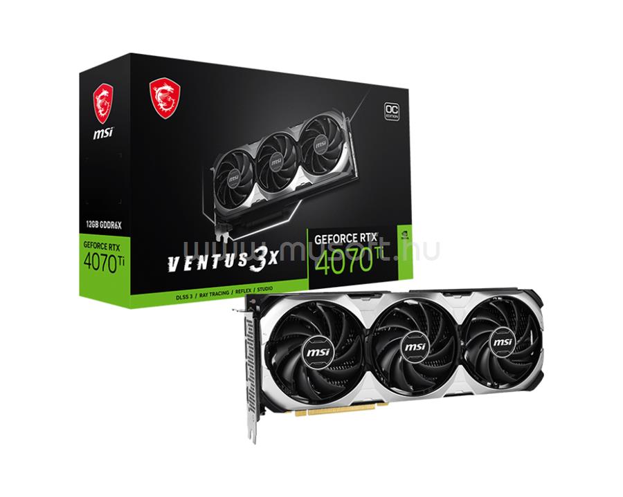 MSI Videokártya nVidia GeForce RTX 4070 TI VENTUS 3X E 12GB DDR6X OC