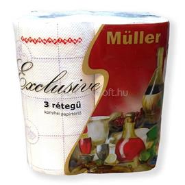 MÜLLER Háztartási papírtörlő kéztörlő 3 rétegű 2 tekercses Exclusive fehér HPT3R small