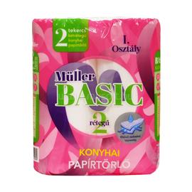MÜLLER Háztartási papírtörlő kéztörlő 2 rétegű 40 lap/tekercs 2 tekercs/csomag Müller Basic hófehér MÜLLER_59445 small