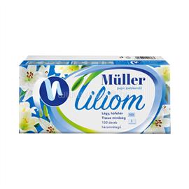 MÜLLER Papírzsebkendő 3 rétegű 100 db/csomag Liliom illatmentes MÜLLER_42529 small