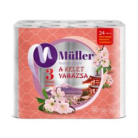 MÜLLER Toalettpapír 3 rétegű kistekercses 100% cellulóz 100 lap/tekercs 24 tekercs/csomag Kelet Varázsa fehér MÜLLER_49845 small