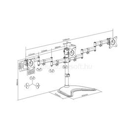 MULTIBRACKETS 3 karos asztali állvány (Deskstand Basic Triple), 15-27