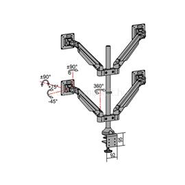 MULTIBRACKETS 4 karos asztali konzol, M VESA Gas Lift Arm Quad Silver 7350022737228 small