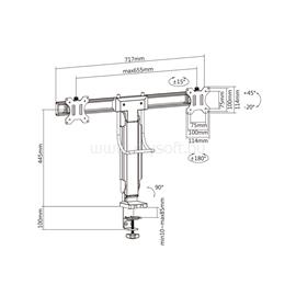 MULTIBRACKETS asztali konzol (2 képernyős), M Deskmount Slim Basic Dual (17-27