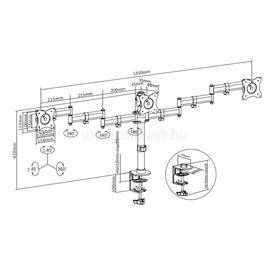 MULTIBRACKETS asztali konzol (3 képernyős rögzítőkar), M Deskmount Basic Triple (15-27