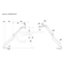MULTIBRACKETS Asztali konzol, M VESA Gas Lift Arm Single Silver HD (15-34