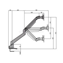 MULTIBRACKETS asztali rögzítő Gas Lift, dönthető, forgatható 15-32