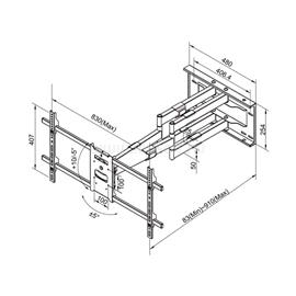 MULTIBRACKETS Long Reach 910 mm fali konzol, karos, dual, dönthető, forgatható 50