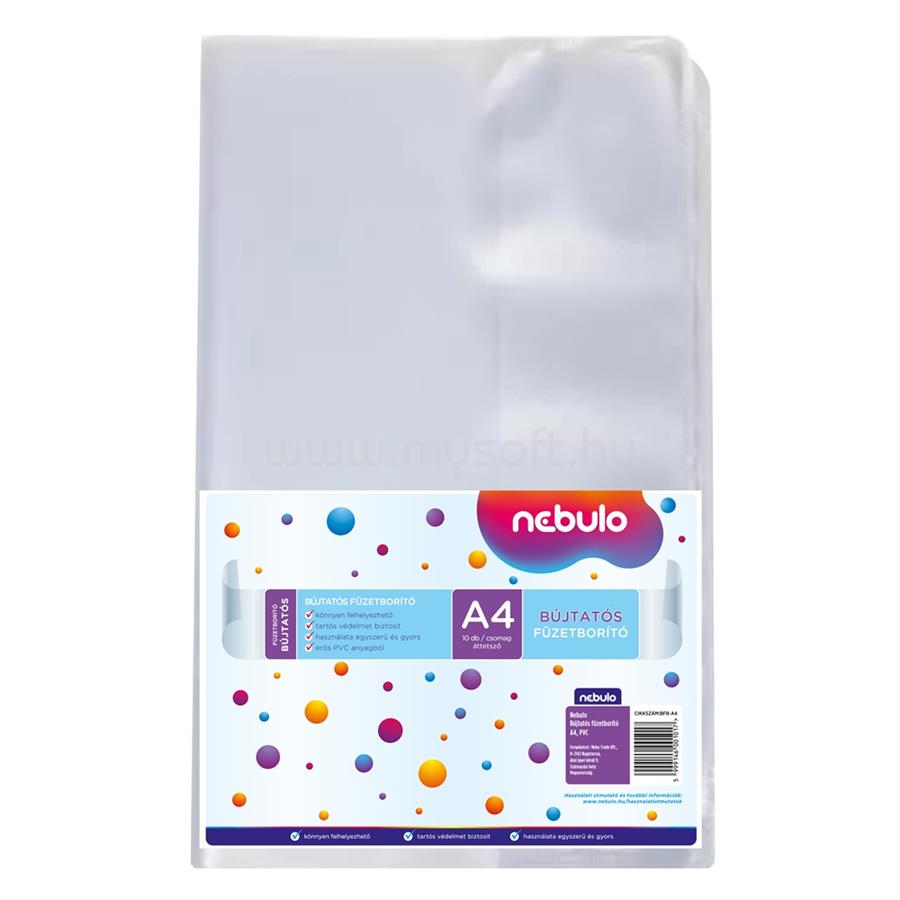 NEBULO Füzetborító A4, bújtatós, PVC, 10 db/csomag, Nebulo