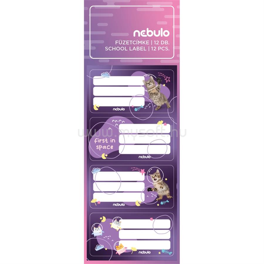 NEBULO Füzetcímke 12db-os, Asztro cica , vegyes minták, Nebulo