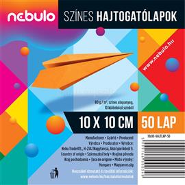 NEBULO Hajtogatólapok színes 10x10 cm, vegyes színek, 50 lap/csomag, Nebulo NEBULO_61164 small