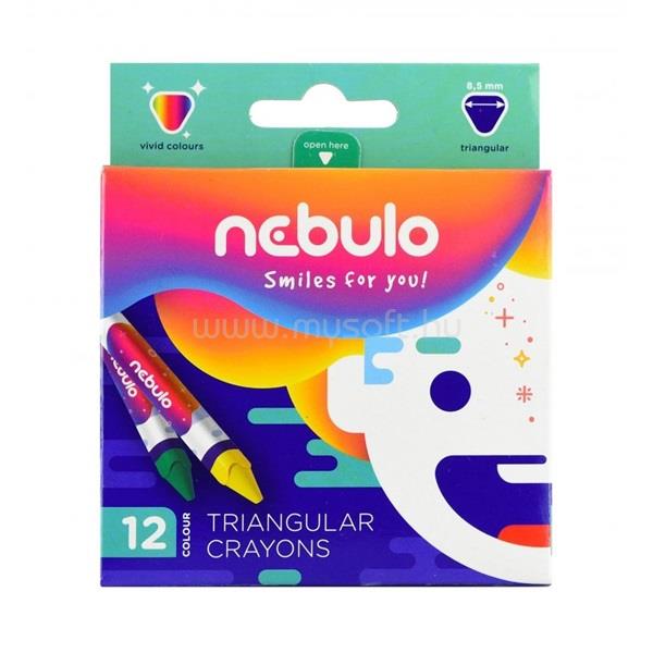 NEBULO háromszög alakú 12db-os vegyes színű zsírkréta készlet