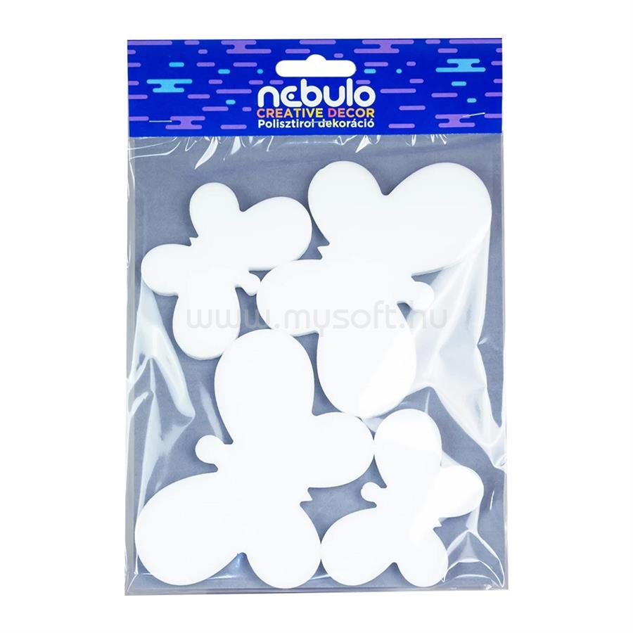 NEBULO Hungarocell dekoráció, pillangók, 4 db/csomag, 15x25 cm, Nebulo