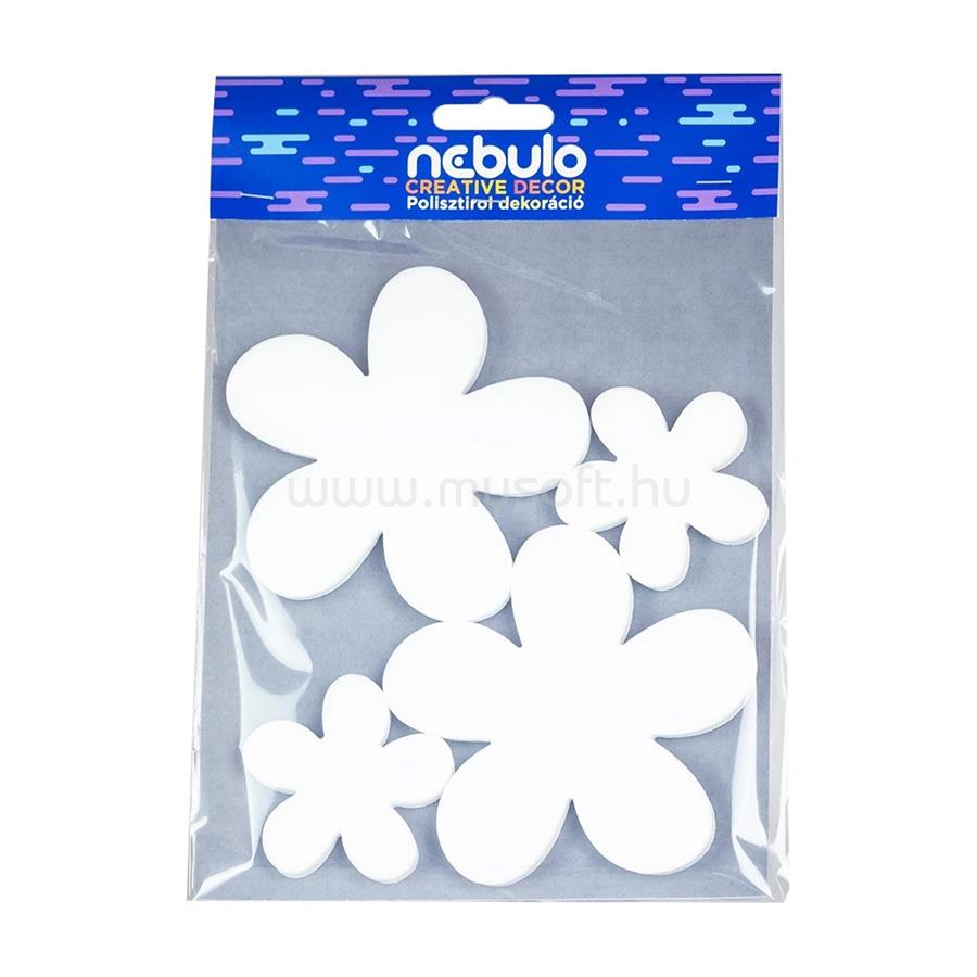 NEBULO Hungarocell dekoráció, virágok, 4 db/csomag, 15x25 cm, Nebulo