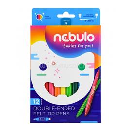 NEBULÓ kétvégű 12db-os vegyes színű filctoll készlet NFT-2X-12 small