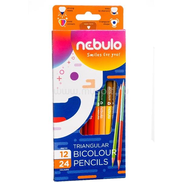 NEBULO kétvégű háromszög alakú 12/24 színes ceruza készlet