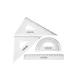 NEBULO Vonalzókészlet, 15 cm egyenes vonalzó, szögmérő, 45° 13 cm és 60° 18 cm háromszög vonalzó, 4 db/bliszter Educa NEBULO_53867 small