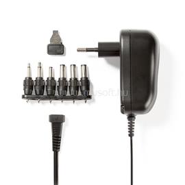 NEDIS ACPA001 univerzális hálózati adapter, állítható 3V-12V DC 1A, 1,8m, 6 cserélhető adapter fej, 12W, fekete ACPA001 small